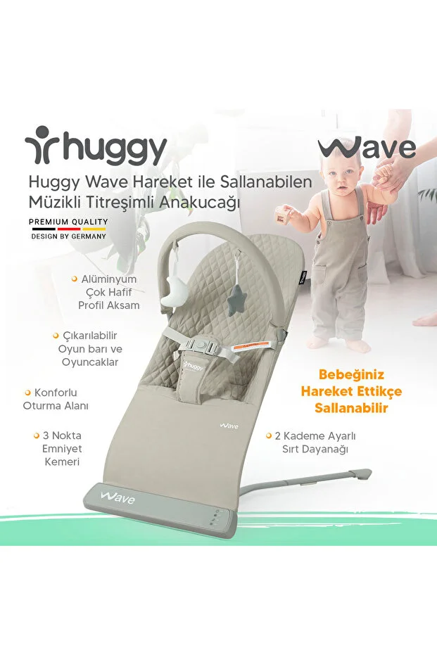 Huggy Wave Sallanabilir Müzikli Titreşimli Ana Kucağı Mavi